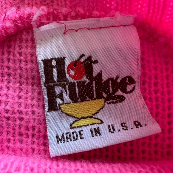 Vintage Hot Fudge Kitty Kitten Cat Neon Checkered Knit Sweater Purple Pink GUC - Picture 8 of 9